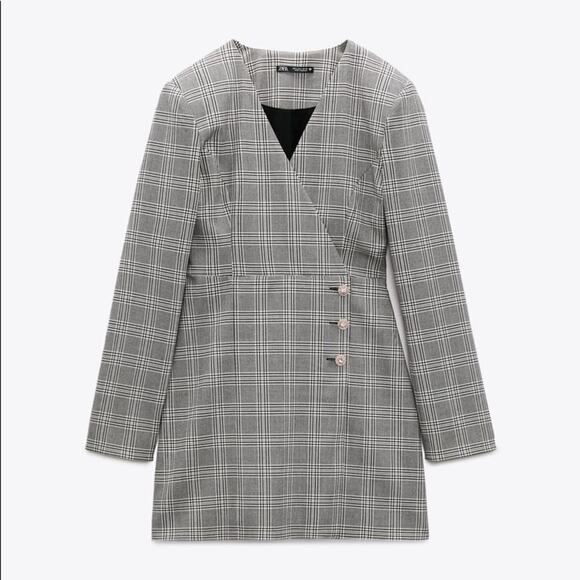 ZARA BLOGGER FAVORITE PLAID BLAZER DRESS - Picture 14 of 16